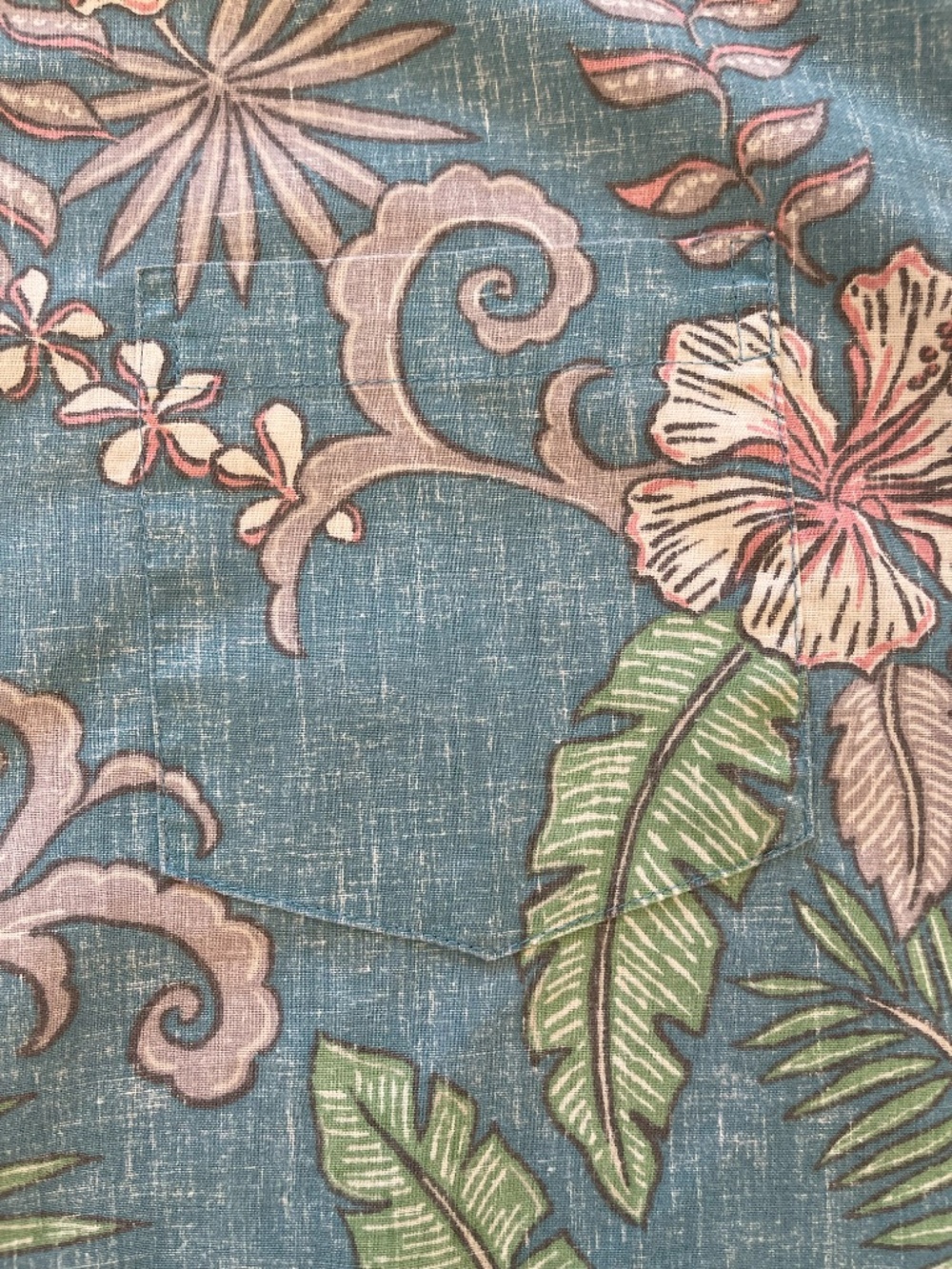 Reyn Spooner Men's 2XL Fancy Biscus Button Down Shirt Cotton Hawaiian Aloha Blue - Picture 7 of 11